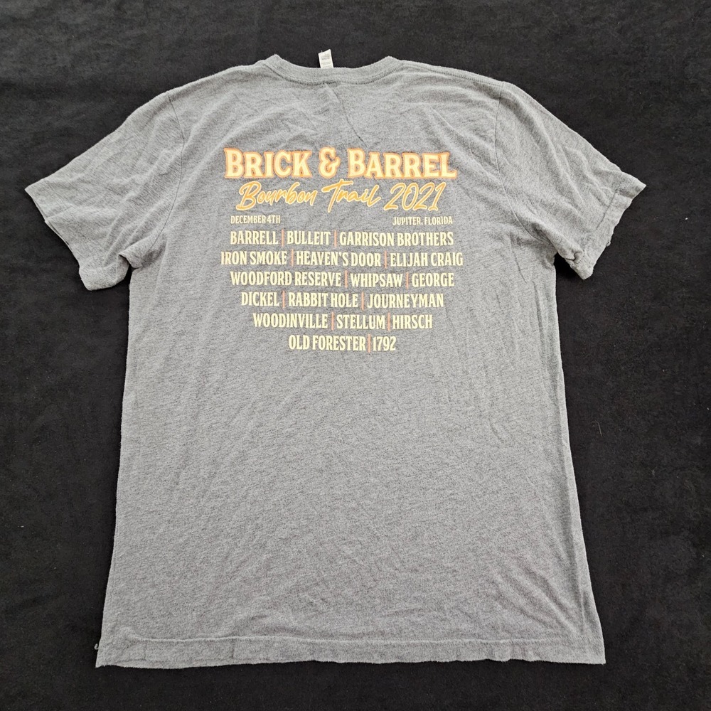 Brick & Barrell Bourbon Trail 2021 Jupiter FL Gray Short Sleeve T-Shirt Men's L